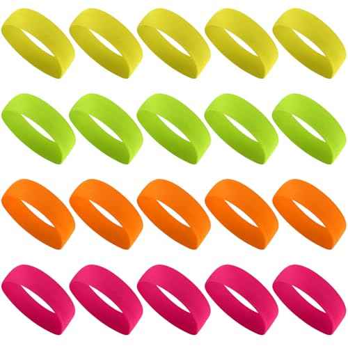 Hotop 20 Pcs Sport Stretchy Headbands for Girls Women Non Slip Soft Fabric Elastic Headband Bulk for Yoga DIY Team Gifts