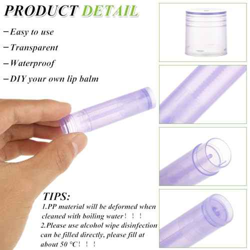 Lip Balm Tubes with Filling Tray and Spatula, 100PCS 5ml Purple Lip Balm Containers with White Caps, DIY Lip Care Balms Making Tray and Spatula for Women Girl Cosmetics Makeup