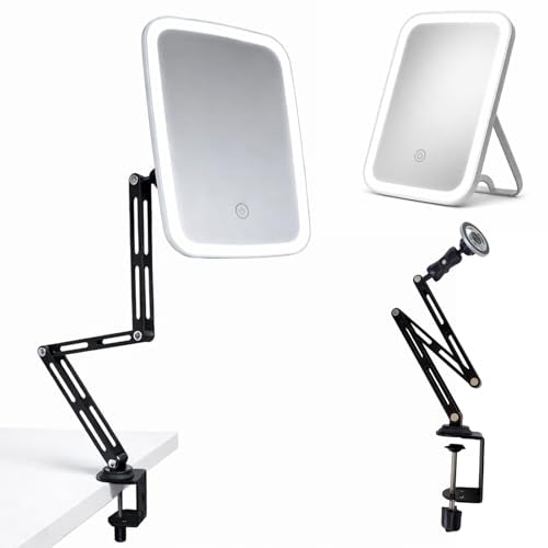 Ezcora Clip-On Makeup Mirror with Light & Extension Arm