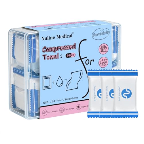 Compressed Towel Tablets - 50 Pack Quick-Expand Dry/Wet Towels for Travel, Camping, Hiking, Backpacking - Ultra Portable, Individually Wrapped, Lint-free Compressed Towel
