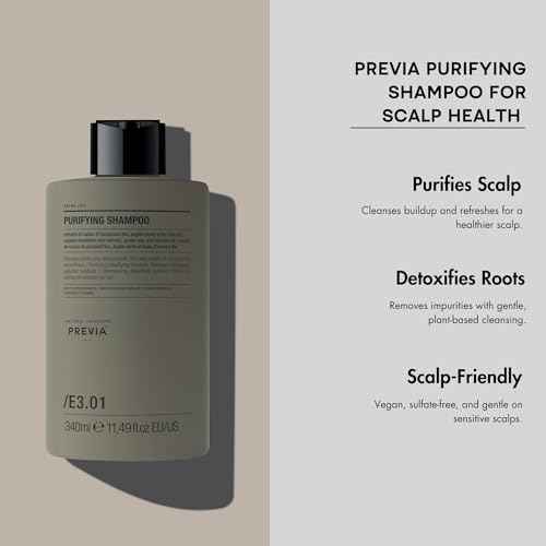 PREVIA Purifying Shampoo for Scalp Health | Purifying & Detoxifying | Nourishing Formula | Vegan & Sulfate-Free | 11.49 oz
