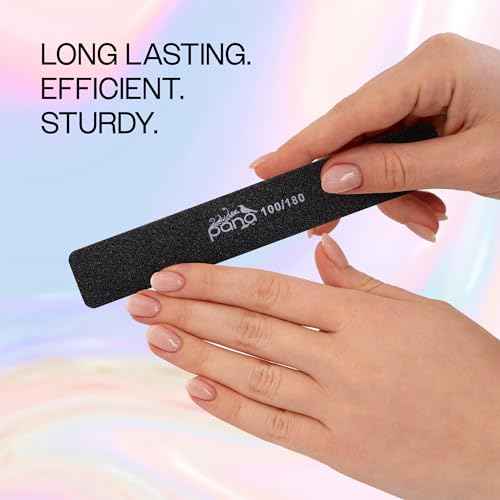 10PCS Jumbo Size PANA Professional Double Sided Nail Files - Black, 100/180 Grit - Emery Board Nail Buffering File Manicure Pedicure Nail Polisher Washable
