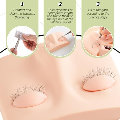 Eyelash Extension Practice Kit with Mannequin Head & 4 Replaceable Eyelids