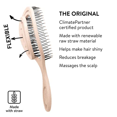 Chiara Ambra Organic Detangling Hair Brush for Women, Men & Children, Unique Spiral Hairbrush, Vented Hair Straightening Brushes for Straight, Curly & Wet Hair - Does not Pull on Hair - Beige