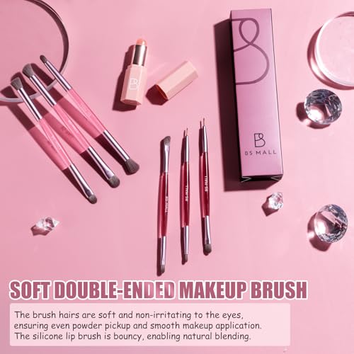 BS-MALL 6-Piece Double-Ended Makeup Brush Set - Portable & Versatile