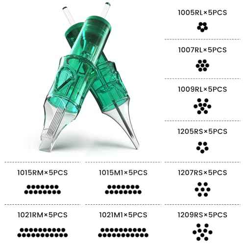 A-minusone 50Pcs Mixed Size Tattoo Needles 5Pcs each of #10 5RL, 7RL, 9RL, 15RM, 21RM, 15M1, 21M1 - #12 5RS, 7RS, 9RS Assorted Disposable Tattoo Cartridge Needle Sterilization & Safety for Tattoo Pen