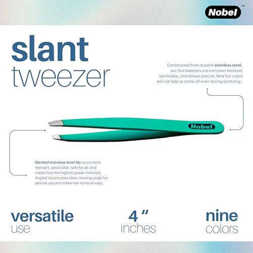 Professional Stainless Steel Tweezers - Slanted Edge Tweezer For Eyebrows, Ingrown Hair, & Splinters (Baby Pink)