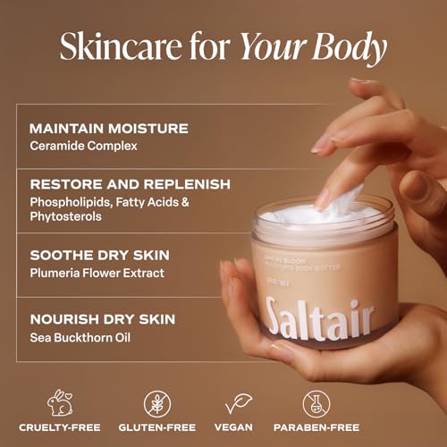Saltair Body Oil and Multi-Lipid Body Butter Set ? Deep Moisture, Hydrating After-Shower Skincare Duo ? Santal Bloom Scent