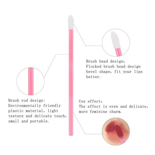 Disposable Lip Wands with Pink Case - 250 Pack for Lipstick & Lip Gloss