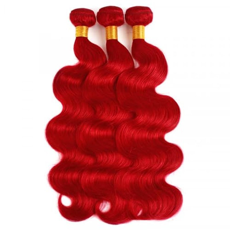 Red Body Wave Hair Bundles 16 18 20 Inch Virgin Human Hair