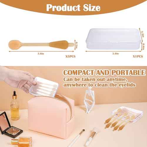 XANGNIER Soft Silicone Eyelid Cleanser Brush for Sensitive Eyelids,5 PCS Gently eyelid margin scrub Cleaning brush for Blepharitis,MGD,Dry Eyes Relief,Removes Dirt,Oil,Reusable Eye Cleaning Tool
