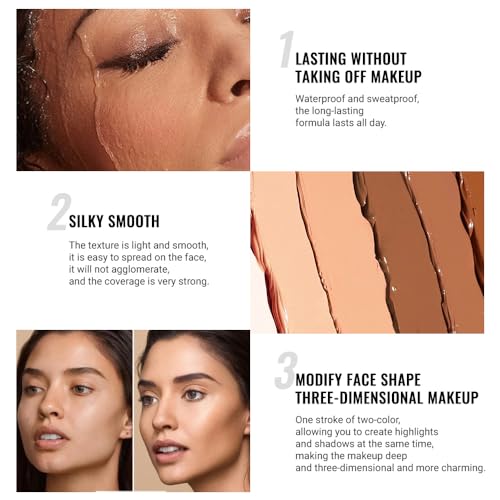 Kaely 4-Color Cream Contour Stick Kit - Waterproof Highlighter Bronzer