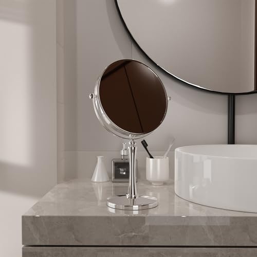GURUN 8-inch Tabletop Makeup Mirror, 1X/20X Magnifying Vanity Mirror, 360¡Æ Rotation Dual-Sided Makeup Mirror, Ideal Gift for Women Chrome Finish M2310(8in,20X)