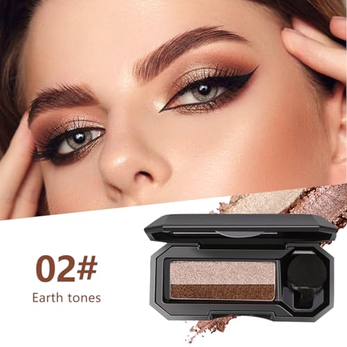 Dual Color Eyeshadow,Waterproof Glitter Eye Shadow,Smooth Texture Highly Pigmented Dual-Color Eyeshadow Shimmer Long Lasting For Eye Makeup(02#)