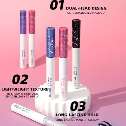 Glitter & Matte Mascara Set, 8 Colors - Waterproof Volumizing