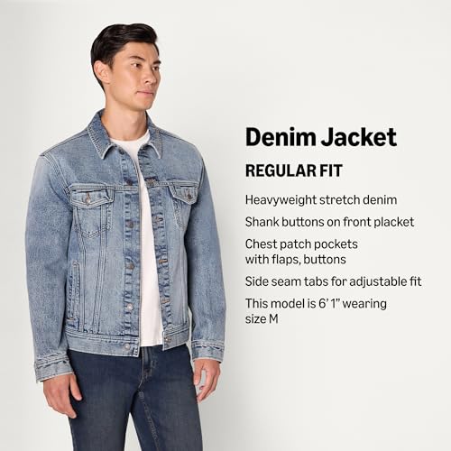 Men's Regular-Fit Heavyweight Denim Jacket with Patch Pockets