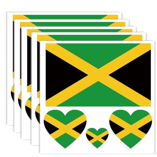 Jamaica Flag Tattoos - 20 Pack Temporary Waterproof Stickers