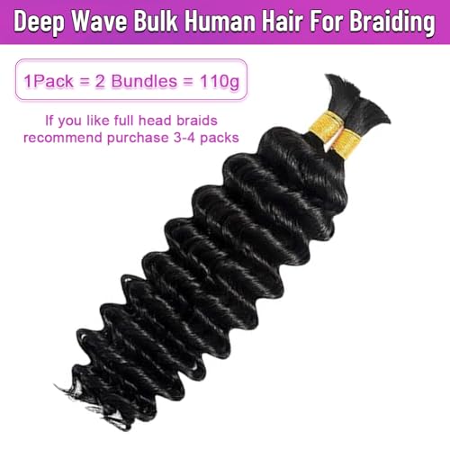 24-Inch Deep Wave Boho Braiding Hair - 100% Human Hair Bundles