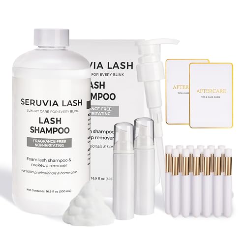 Oil-Free Lash Shampoo 500ml Bulk Refill Kit with Foaming Bottles