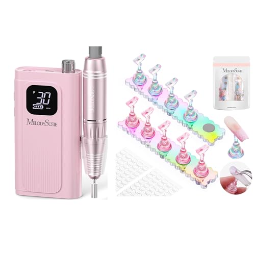 MelodySusie Professional Rechargeable Nail Drill 30000 RPM with Nail Stand for Press Ons
