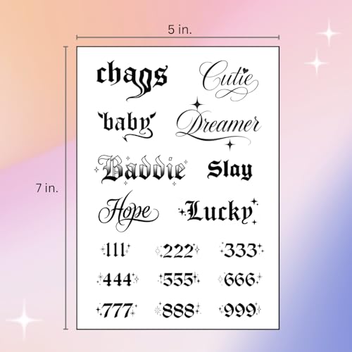Sassy Script Temporary Tattoos | Y2K Gothic Words & Angel Numbers