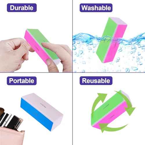 4 Way Nail Buffer Block (2 Pcs), Nail Shine Buffers Blocks Files for Natural and Acrylic Nails Smoother Buffing Block Polisher Fingernail File Buffer 120/240/600/3000 Grit for Buffing Shinning