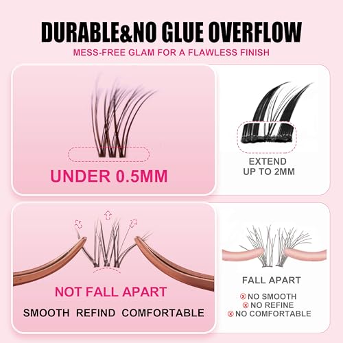 Kisslily Plume Brown Lash Clusters with Invisible Band