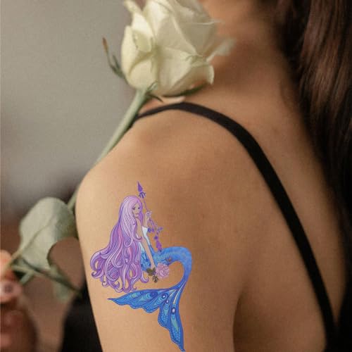 Mermaid Temporary Tattoos 12-Pack Waterproof Body Art Stickers