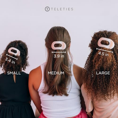 TELETIES Medium Flat Round Hair Clip - Bendable Teeth, Comfortable Design
