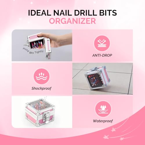 Nail Drill Bit Holder Case with 25 Holes, Portable & Dustproof
