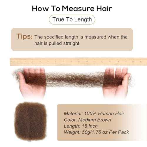 Afro Kinkys Bulk Human Hair, 4c Curly Hair for Permanent Sister Locs/Mini Twists/Braids/Repair Can Dye and Bleach(18 inch),Medium Brown
