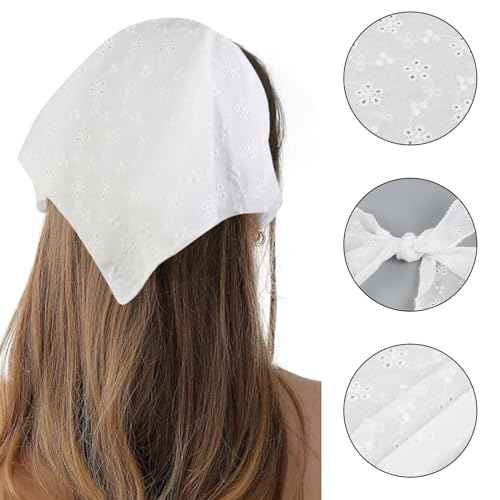 Hair Bandanas for Women Trendy Bandana Head Kerchief for Women¡¯s Hair Cute Hair Scarf Headband White Adjustable Bandana
