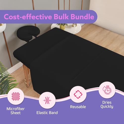 XOLLOZ Black Massage Table Sheets Set - 4-Piece Microfiber 36x77 in