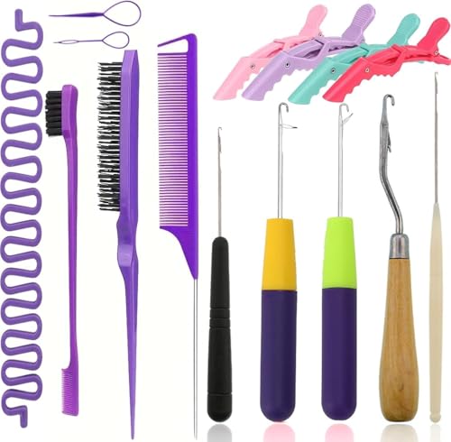 Nalexmi 15-Piece Crochet Hook Kit for Braids, Locs & Twist Extensions