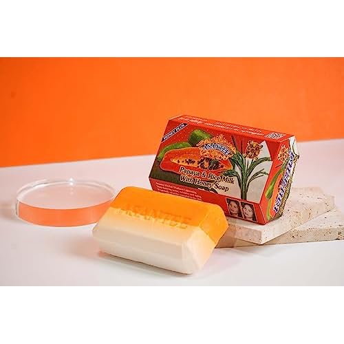 ASANTEE Papaya & Rice Milk with Honey Cleansing Soap 125 Grams (6-Pack)