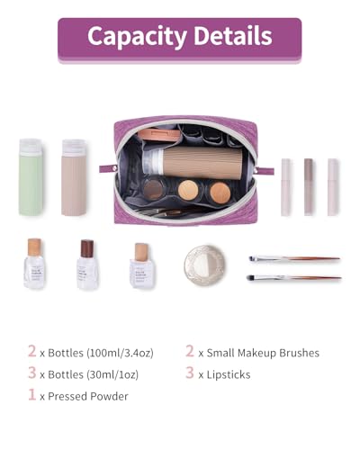 Narwey Small Makeup Bag with Compartments - Purple