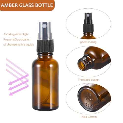 1 oz Amber Glass Spray Bottles,Small Empty Fine Mist Refillable Travel Spray Bottle for Cleaning,Perfume,Aromatherapy,Cosmetic Sprays,Hair,Essential Oils with Fine Mist Dispenser£¨3 Pack£©
