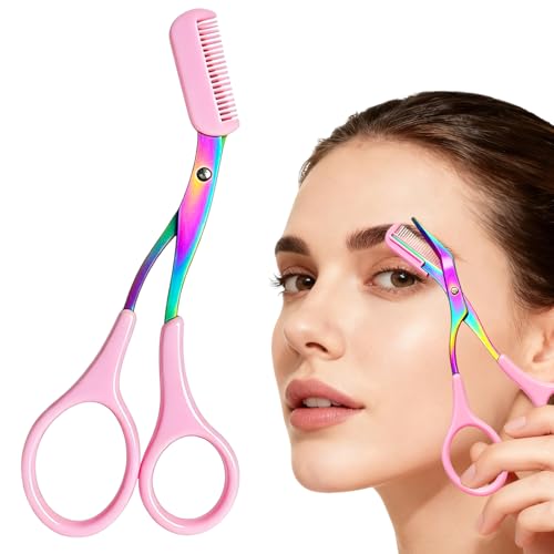 2-in-1 Eyebrow Trimmer Scissors with Comb - Stainless Steel