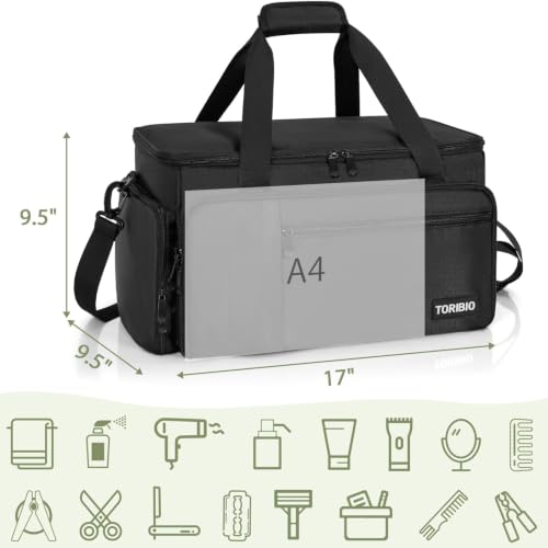 TORIBIO Large Barber Tool Bag with Dividers & Shoulder Strap