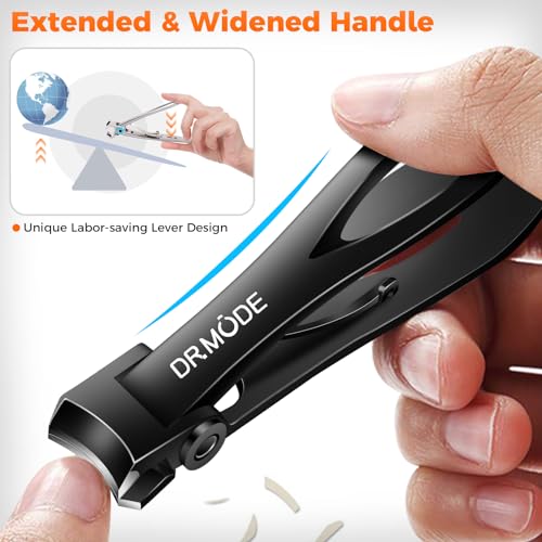 Nail Clippers for Men Thick Nails, Large Heavy Duty Toenail Clippers for Seniors Thick Toenails with Wide Jaw Opening, Anti Splash Fingernail Clipper Nail Cutter with Catcher Long Handle