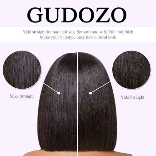 Bob Wig Human Hair Glueless Wigs Human Hair Pre Plucked Pre Cut Yaki Straight Human Hair Wig 180% Density 9x6 HD Lace Front Wigs for Black Women 14Inch