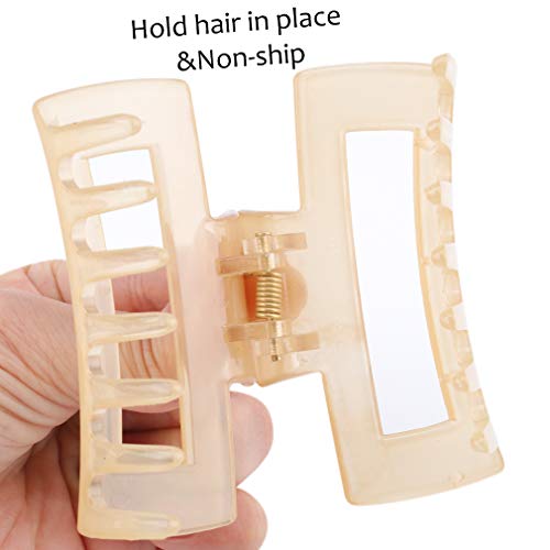 Canitor Hair Claw Clips 4 PCS 3.1 inches Rectangular Acrylic Non-slip French Design Jaw Clips for Thin Hair