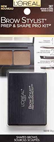 L'Oréal Paris Brow Stylist Prep and Shape Pro Brow Kit, Medium To Dark, 0.12 oz.