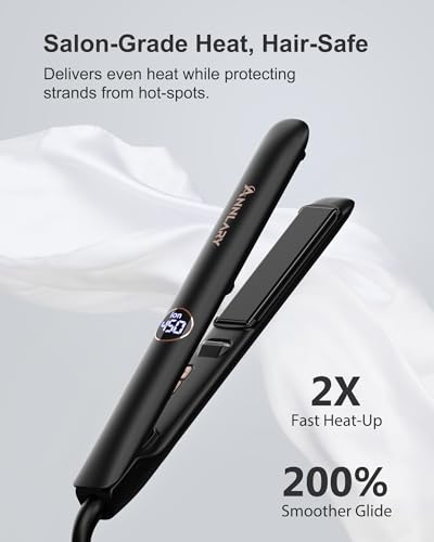 ANNLARY 1 Inch 2-in-1 Hair Straightener & Curler, Dual Voltage