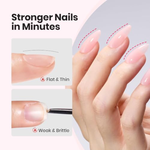 Beetles Builder Gel Nail Kit - Clear Pink with Base & Top Coat, 288 Nail Tips, Includes Brush (Petal Haze variant)