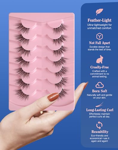 ENFOO Half Lashes 3/4 Natural Wispy Eyelashes 16MM