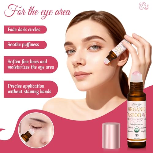 Organic Castor Oil Roll-On with Rose Quartz, 2-Pack
