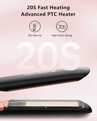 ANNLARY 1 Inch Titanium Ceramic Flat Iron Straightener and Curler 2 in 1