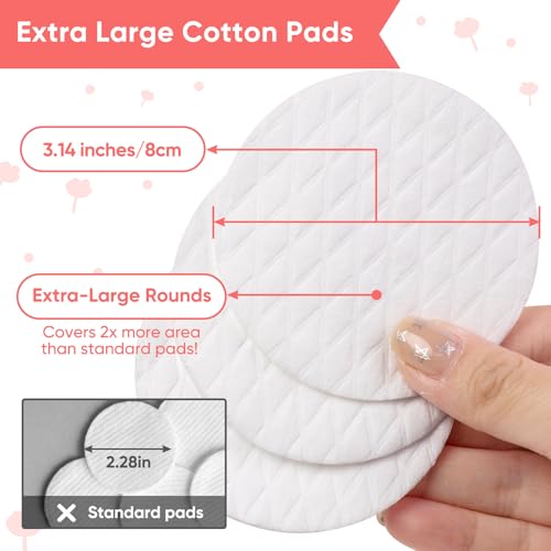 ICOTLE Extra Large Cotton Rounds - 3.14" Pure Cotton Pads (120 Count)