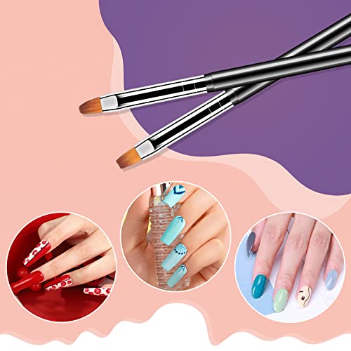 Artdone Nail Art Dotting Tools Set - Black Double-Ended Brushes Kit for Gel Polish